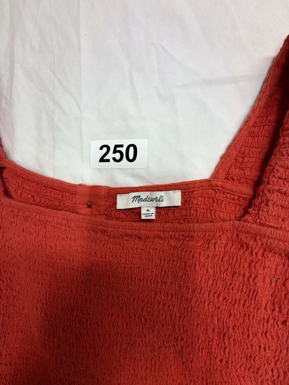 Madewell Eyelet-Sleeve Lucie Smocked Peplum Top Orange Size M